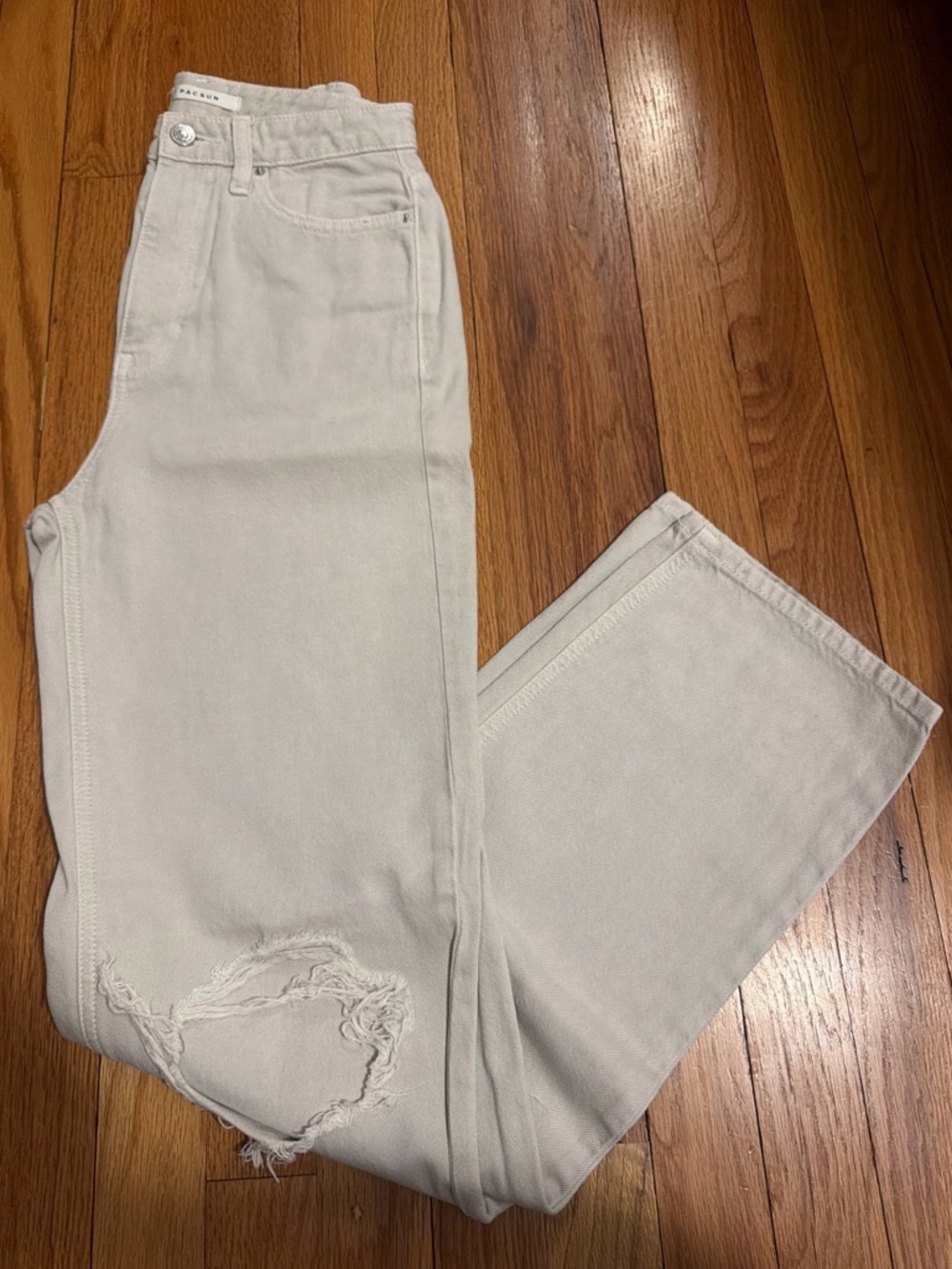 Pacsun Light Cream Distressed High-Waist Jeans